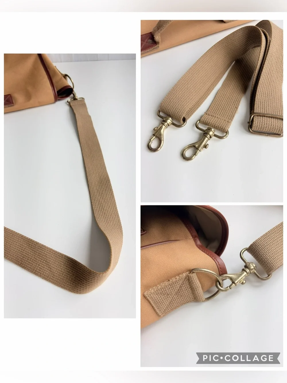 Messenger Safari Bag Tan Canvas Brown Leatherette Straps
